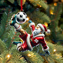 Maxcorners Custom Number Soccer Santa Ornament, Soccer Christmas Gifts 2D Flat LM2211