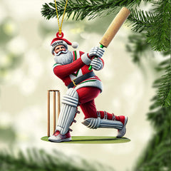 Maxcorners Cricket Ball Santa Pose Christmas Ornament, Personalized Ornament 2D Flat LM2211