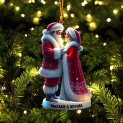 Maxcorners Santa Couple Christmas Ornament, Personalized Ornament 2D Flat LM2211