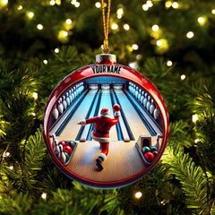 Maxcorners Bowling Santa Decor Christmas Ornament, Personalized Ornament 2D Flat LM2211