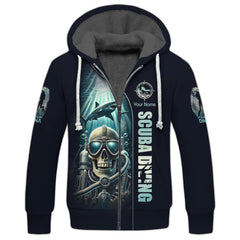 Maxcorners Diving Custom Name 3D Shirt Scuba Diving Skeleton Personalized Gift For Diver Lovers LM2111