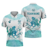 MaxCorners Bowling And Pins Mint Color Customized Name, Team Name 3D Darts Polo Shirt For Men