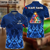 Maxcorners Billiard Ball Flame Pattern Multicolor Team Jersey Personalized Name, Team Name 3D Polo Shirt (4 Colors)