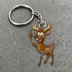 Maxcorners Funny Deer Personalized Name Reindeer Butt Pose Ornament And Keychain Custom Gift For Hunters 2D Flat