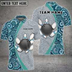 Maxcorners Bowling And Pins Mandala Pattern Multicolor Option Customized Name 3D Shirt