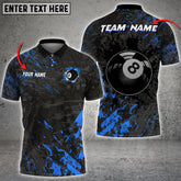 Maxcorners Billiard 8 Ball Black Stains Grunge Personalized Name 3D Shirt (Multi Color Options)