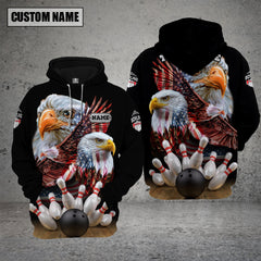 Maxcorners Bowling And Pins American Eagles Pride Customized Name And Team Name 3D Shirt