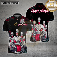 Maxcorners Crazy Bowling Ball Monster Graffiti Multioptions Personalized Name, Team Name Unisex 3D Shirt