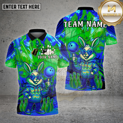 Maxcorners Bowling Bunny Neon Graffiti Street Glow Multioptions Personalized Name, Team Name Unisex 3D Shirt