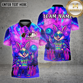 Maxcorners Bowling Bunny Neon Graffiti Street Glow Multioptions Personalized Name, Team Name Unisex 3D Shirt