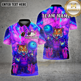 Maxcorners Bowling Tiger Neon Graffiti Street Glow Multioptions Personalized Name, Team Name Unisex 3D Shirt