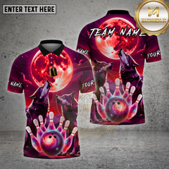 Maxcorners Wolf Bowling Shirt Howling Wolves Moon Multioptions Personalized Name, Team Name Unisex 3D Shirt (4 Colors