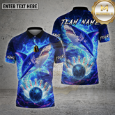 Maxcorners Shark Bowling Shirt Electric Shark Multioptions Personalized Name, Team Name Unisex 3D Shirt (4 Colors)