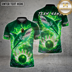 Maxcorners Shark Bowling Shirt Electric Shark Multioptions Personalized Name, Team Name Unisex 3D Shirt (4 Colors)