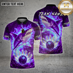 Maxcorners Shark Bowling Shirt Electric Shark Multioptions Personalized Name, Team Name Unisex 3D Shirt (4 Colors)