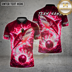 Maxcorners Shark Bowling Shirt Electric Shark Multioptions Personalized Name, Team Name Unisex 3D Shirt (4 Colors)