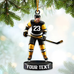 Maxcorners Custom Photo and Name Ice Hockey Ornament, Christmas Gift Decoration 2D Flat LM2111