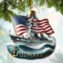 Maxcorners Custom Name and Number US Navy Ornament, US Navy Christmas Gift 2D Flat LM2111