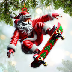 Maxcorners Custom Name Skating Santa Ornament, Skateboarding Ornament, Skating Lover Christmas Gift 2D Flat LM2211