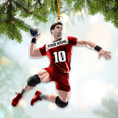 Maxcorners Custom Photo, Name and Number Handball Ornament, Christmas Gift Decoration 2D Flat LM2111