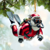 Maxcorners Custom Name Diving Santa Ornament, Dive Lover Christmas Gift 2D Flat LM2111 | Red