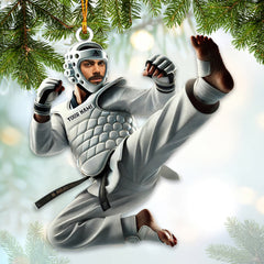 Maxcorners Custom Name and Photo Taekwondo Ornament, Taekwondo Christmas Gift 2D Flat LM2111