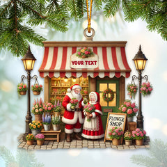 Maxcorners Custom Name Flower Shop Ornament, Flower Shop Christmas Decoration 2D Flat LM2111