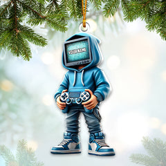 Maxcorners Custom Name Gamer Ornament, Game Lover Christmas Gift1 2D Flat LM2111