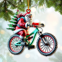 Maxcorners Custom Name Bicycle Santa Ornament, Santa Christmas Gift 2D Flat LM2211