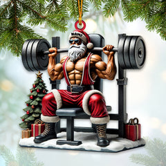 Maxcorners Custom Name Gym Work Out Santa Ornament, Gymnastics Christmas Gifts 2D Flat LM2211