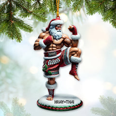 Maxcorners Custom Name Muay Thai Ornament, Muay Thai Santa Christmas Gift5 2D Flat LM2111