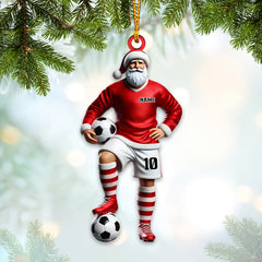Maxcorners Custom Name Soccer Santa Ornament, Soccer Christmas Gifts 2D Flat LM2211