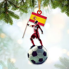 Maxcorners Custom Name and Photo Soccer Ornament, Christmas Gift Decoration 2D Flat LM2111