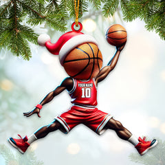 Maxcorners Custom Name Basketball Ornament, Basketball Lover Christmas Gift2 2D Flat LM2111