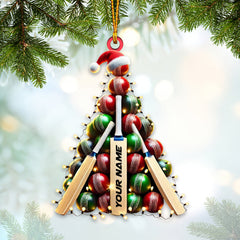 Maxcorners Custom Name Cricket Ball Ornament, Cricket Ball Lover Christmas Gift 2D Flat LM2111