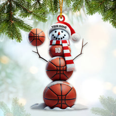 Maxcorners Basketball Snowman Christmas Ornament, Personalized Ornament 2D Flat LM2211
