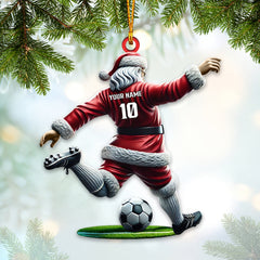 Maxcorners Custom Name Soccer Santa Ornament, Soccer Christmas Gift 2D Flat LM2211