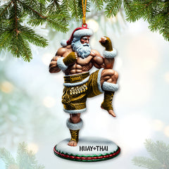 Maxcorners Custom Name Muay Thai Ornament, Muay Thai Santa Christmas Gift5 2D Flat LM2111