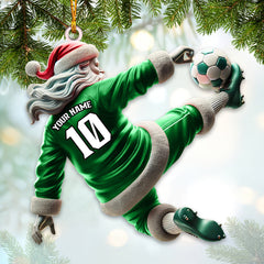 Maxcorners Custom Number Soccer Santa Ornament, Soccer Christmas Gift 2D Flat LM2211