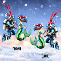Maxcorners Custom Name Diving Couple Ornament, Couple Christmas Gift 2D Flat LM2111