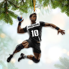 Maxcorners Custom Photo, Name and Number Handball Ornament, Christmas Gift Decoration 2D Flat LM2111