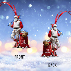 Maxcorners Custom Name and Number Baseball Santa Ornament, Christmas Gift Decoration 2D Flat LM2111