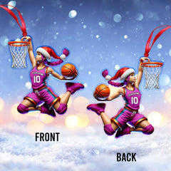 Maxcorners Custom Name and Number Woman Basketball Ornament, Christmas Gift for Basketball Lover 2D Flat LM2111