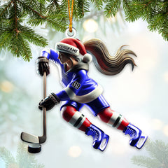 Maxcorners Custom Name Ice Hockey Ornament, Ice Hockey Christmas Gift 2D Flat LM2111