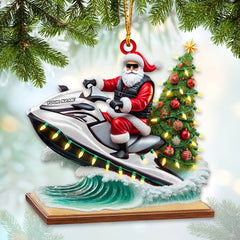 Maxcorners Custom Name Santa Jet Ski Ornament, Christmas Gift Decoration 2D Flat LM2111