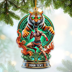 Maxcorners Custom Name Muay Thai Ornament, Muay Thai Santa Christmas Gift 2D Flat LM2111