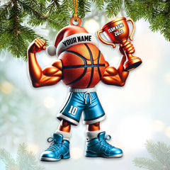 Maxcorners Custom Name Basketball Ornament, Basketball Lover Christmas Gift4 2D Flat LM2111