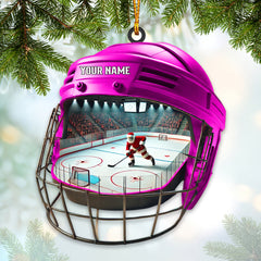 Maxcorners Custom Name Ice Hockey Ornament, Ice Hockey Lover Christmas Gift 2D Flat LM2111