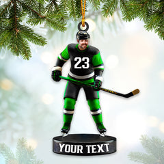 Maxcorners Custom Photo and Name Ice Hockey Ornament, Christmas Gift Decoration 2D Flat LM2111