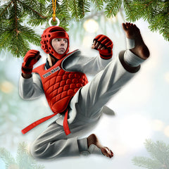 Maxcorners Custom Name and Photo Taekwondo Ornament, Taekwondo Christmas Gift 2D Flat LM2111